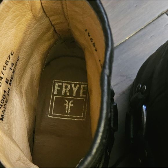 Frye Phillip Harness  Black Leather Short Riding Boots - Picture 9 of 12